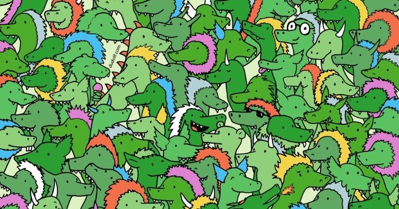 Optical illusion challenge: find the 3 hidden crocodiles in this sea of ​​dragons