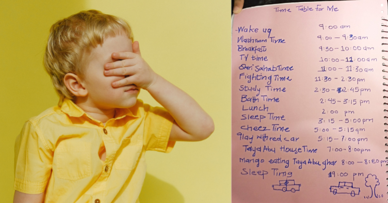 Study time vs. fight time: A 6-year-old's adorable schedule has the internet divided