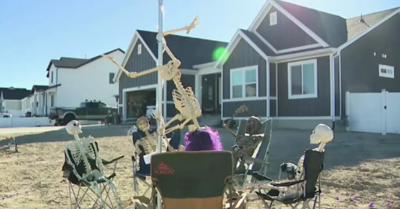 Utah Homeowner's 'Pole-Dancing Skeleton' Halloween Display Triggers Controversy