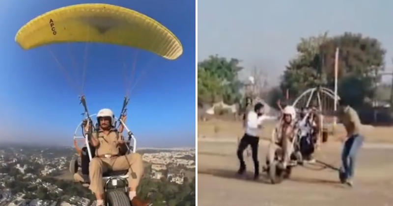 'What Drones?' Gujarat Police Use Paraglider To Monitor Lili Parikrama Event In Junagadh
