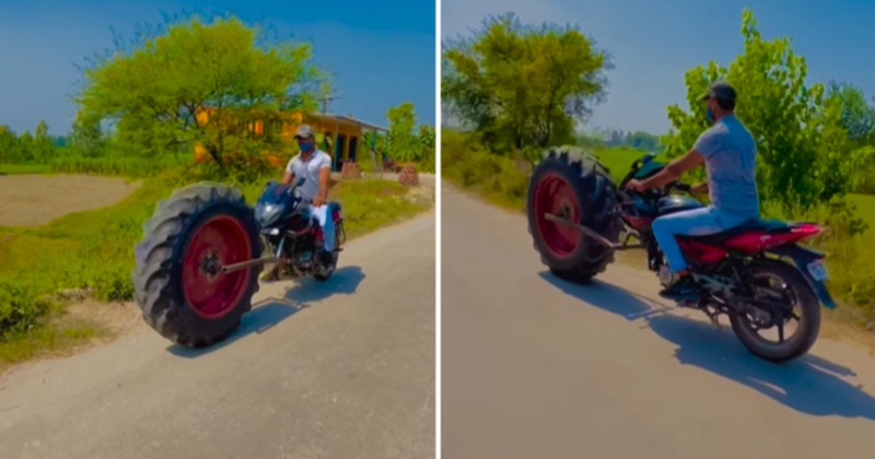 2023 Rewind: Bajaj Pulsar Modified With Tractor Tyre Wows Audiences