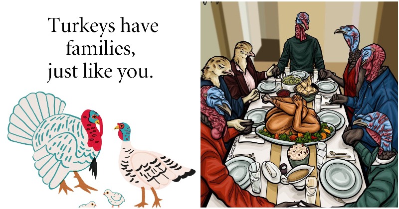 PETA Mercilessly Trolled For Viral Thanksgiving Post Depicting Turkeys As Humans